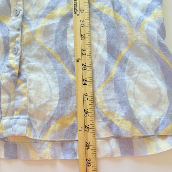 JM Collection Multicolor Linen Button 34 Sleeve Summer Comfy Artsy Shirt Top 14 - Picture 7 of 9